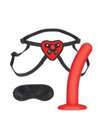 Красный поясной фаллоимитатор Red Heart Strap on Harness   5in Dildo Set - 12,25 см. - Lux Fetish - купить с доставкой в Белгороде