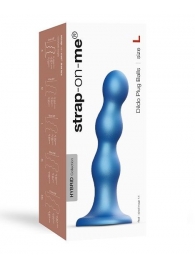 Голубая насадка Strap-On-Me Dildo Plug Balls size L - Strap-on-me - купить с доставкой в Белгороде