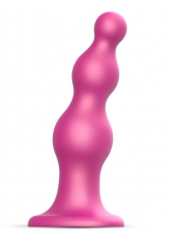 Розовая насадка Strap-On-Me Dildo Plug Beads size S - Strap-on-me - купить с доставкой в Белгороде