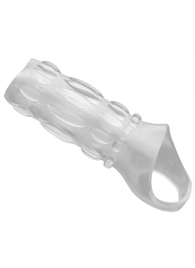 Насадка на пенис с кольцом для мошонки Clear Sensations Enhancer Sex Sleeve - 11,5 см. - XR Brands - в Белгороде купить с доставкой