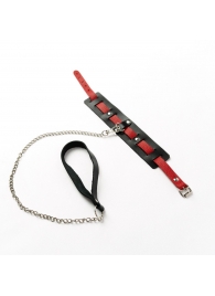 Черный ошейник с красным ремешком и поводком - Crazy Handmade - купить с доставкой в Белгороде