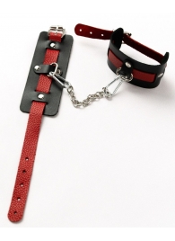 Черные оковы с красным декором и заклепками - Crazy Handmade - купить с доставкой в Белгороде