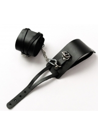 Черные кожаные оковы с креплением в виде веревочек - Crazy Handmade - купить с доставкой в Белгороде