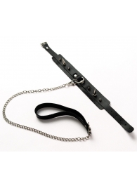 Черный ошейник с шипами и поводком - Crazy Handmade - купить с доставкой в Белгороде