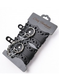 Ажурные наручники из черной кожи - Crazy Handmade - купить с доставкой в Белгороде