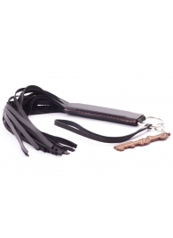 Черная кожаная плеть с удобной ручкой - 50 см. - Crazy Handmade - купить с доставкой в Белгороде