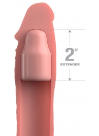 Телесная насадка-удлинитель 2 Inch Silicone X-tension with Strap - 20,3 см. - Pipedream - в Белгороде купить с доставкой
