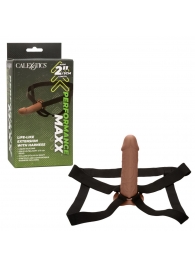 Коричневый фаллопротез Life-Like Extension with Harness - 17,75 см. - California Exotic Novelties - купить с доставкой в Белгороде