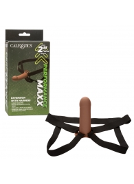 Коричневый фаллопротез из силикона Extension with Harness - 15,75 см. - California Exotic Novelties - купить с доставкой в Белгороде