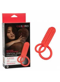 Красное эрекционное кольцо Silicone Rechargeable Vertical Dual Enhancer - California Exotic Novelties - в Белгороде купить с доставкой