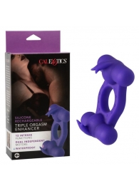 Фиолетовое эрекционное виброкольцо с двумя моторами Silicone Rechargeable Triple Orgasm Enhancer - California Exotic Novelties - в Белгороде купить с доставкой