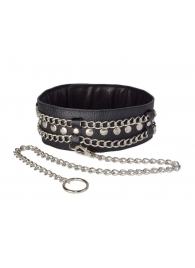 Чёрный ошейник с цепочками и поводком - Sitabella - купить с доставкой в Белгороде