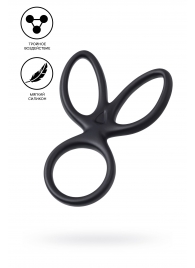 Черное тройное кольцо на пенис Kraken - A-toys - в Белгороде купить с доставкой