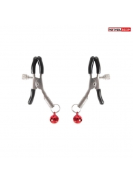 Серебристые зажимы на соски с шариками - Notabu - купить с доставкой в Белгороде