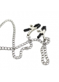 Зажимы для сосков с ремешком и кольцом для пениса - Notabu - купить с доставкой в Белгороде