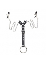 Зажимы для сосков с ремешком и кольцом для пениса - Notabu - купить с доставкой в Белгороде