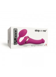 Ярко-розовый безремневой страпон Multi Orgasm Size S с клиторальной стимуляцией - Strap-on-me - купить с доставкой в Белгороде
