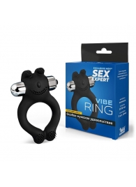 Черное силиконовое эрекционное виброкольцо Sex Expert - Sex Expert - в Белгороде купить с доставкой