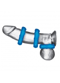 Комплект из трех голубых эрекционных колец 3-Pack Ribbed Rider Cock Ring Set - BlueLine - в Белгороде купить с доставкой