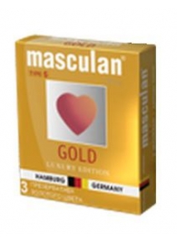 Презервативы Masculan Ultra Gold с золотым напылением и ароматом ванили - 3 шт. - Masculan - купить с доставкой в Белгороде