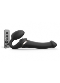 Черный безремневой страпон Multi Orgasm Size M с клиторальной стимуляцией - Strap-on-me - купить с доставкой в Белгороде