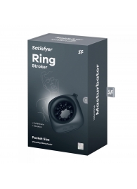 Черный мужской вибромассажер Ring Stroker - Satisfyer - в Белгороде купить с доставкой