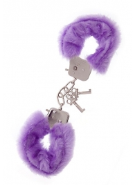 Фиолетовые меховые наручники METAL HANDCUFF WITH PLUSH LAVENDER - Dream Toys - купить с доставкой в Белгороде