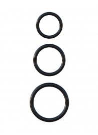 Набор из трех черных эрекционных колец Silicone 3-Ring Stamina Set - Pipedream - в Белгороде купить с доставкой