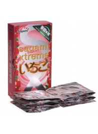 Презервативы Sagami Xtreme Strawberry c ароматом клубники - 10 шт. - Sagami - купить с доставкой в Белгороде