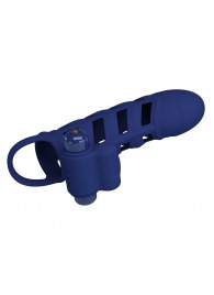 Синяя насадка на пенис Powerful Ring - 18,8 см. - Baile - в Белгороде купить с доставкой