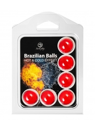 Набор из 6 шариков с массажным маслом Brazilian Balls с охлаждающим и разогревающим эффектом - Secret Play - купить с доставкой в Белгороде