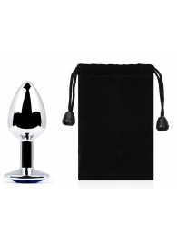 Анальное украшение BUTT PLUG  Small с синим кристаллом - 7 см. - Anal Jewelry Plug - купить с доставкой в Белгороде