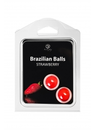 Набор из 2 шариков с массажным маслом Brazilian Balls с ароматом клубники - Secret Play - купить с доставкой в Белгороде