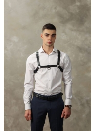 Черная мужская кожаная портупея №4 - БДСМ Арсенал - купить с доставкой в Белгороде