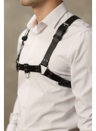 Черная мужская кожаная портупея №4 - БДСМ Арсенал - купить с доставкой в Белгороде