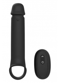 Черная насадка-удлинитель с вибрацией Vibrating Extender With Remote - Dream Toys - в Белгороде купить с доставкой