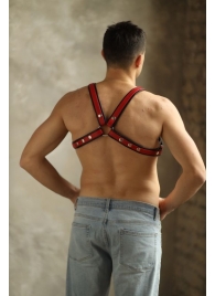 Черно-красная мужская портупея Black-Red - БДСМ Арсенал - купить с доставкой в Белгороде