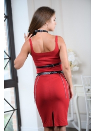 Черно-серебристая портупея-юбка plus size с цепочками - БДСМ Арсенал - купить с доставкой в Белгороде