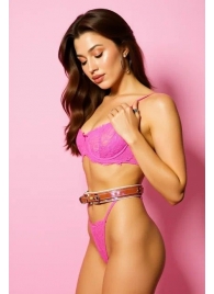 Эффектный розовый пояс из голографической эко-кожи - БДСМ Арсенал - купить с доставкой в Белгороде