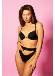 Эффектный черный пояс из лаковой эко-кожи - БДСМ Арсенал - купить с доставкой в Белгороде