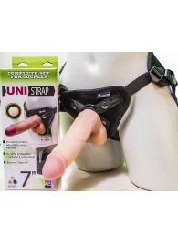 Страпон-унисекс с двумя насадками UNI strap 7  Harness - 19 и 16 см. - LOVETOY (А-Полимер) - купить с доставкой в Белгороде