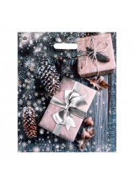 Новогодний пакет с принтом в виде подарков и вырубной ручкой (45х38 см) - Сима-Ленд - купить с доставкой в Белгороде
