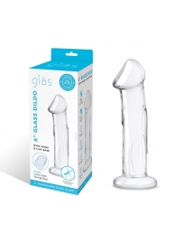 Прозрачный стеклянный фаллоимитатор 6’’ Glass Dildo With Veins   Flat Base - 15,2 см. - Glas