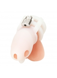 Белая клетка для пениса Silicone Small 2 in Cock Cage With Ball Divider - BlueLine - купить с доставкой в Белгороде