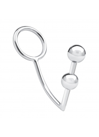 Кольцо на пенис с анальным стимулятором Two Bead Stainless Steel Anal Hook   Cock Ring - BlueLine - в Белгороде купить с доставкой