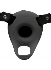 Черный полый страпон с вибрацией 2’’ Erection 28X Smooth Vibrating Silicone Penis Sheath - XR Brands - купить с доставкой в Белгороде