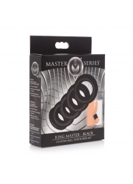 Комплект из 5 черных эрекционных колец для мошонки Ring Master Custom Ball Stretcher Kit - XR Brands - в Белгороде купить с доставкой