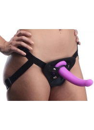 Лиловый поясной страпон Navigator Silicone G-Spot Dildo with Harness - 17,8 см. - XR Brands - купить с доставкой в Белгороде