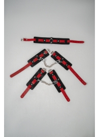 Черно-красный набор фиксаций: наручники, оковы и ошейник - Crazy Handmade - купить с доставкой в Белгороде