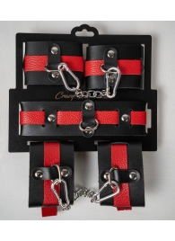 Черно-красный набор фиксаций: наручники, оковы и ошейник - Crazy Handmade - купить с доставкой в Белгороде